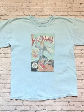 Def Leppard Light Blue Graphic Tee - Short Sleeve Kids Top